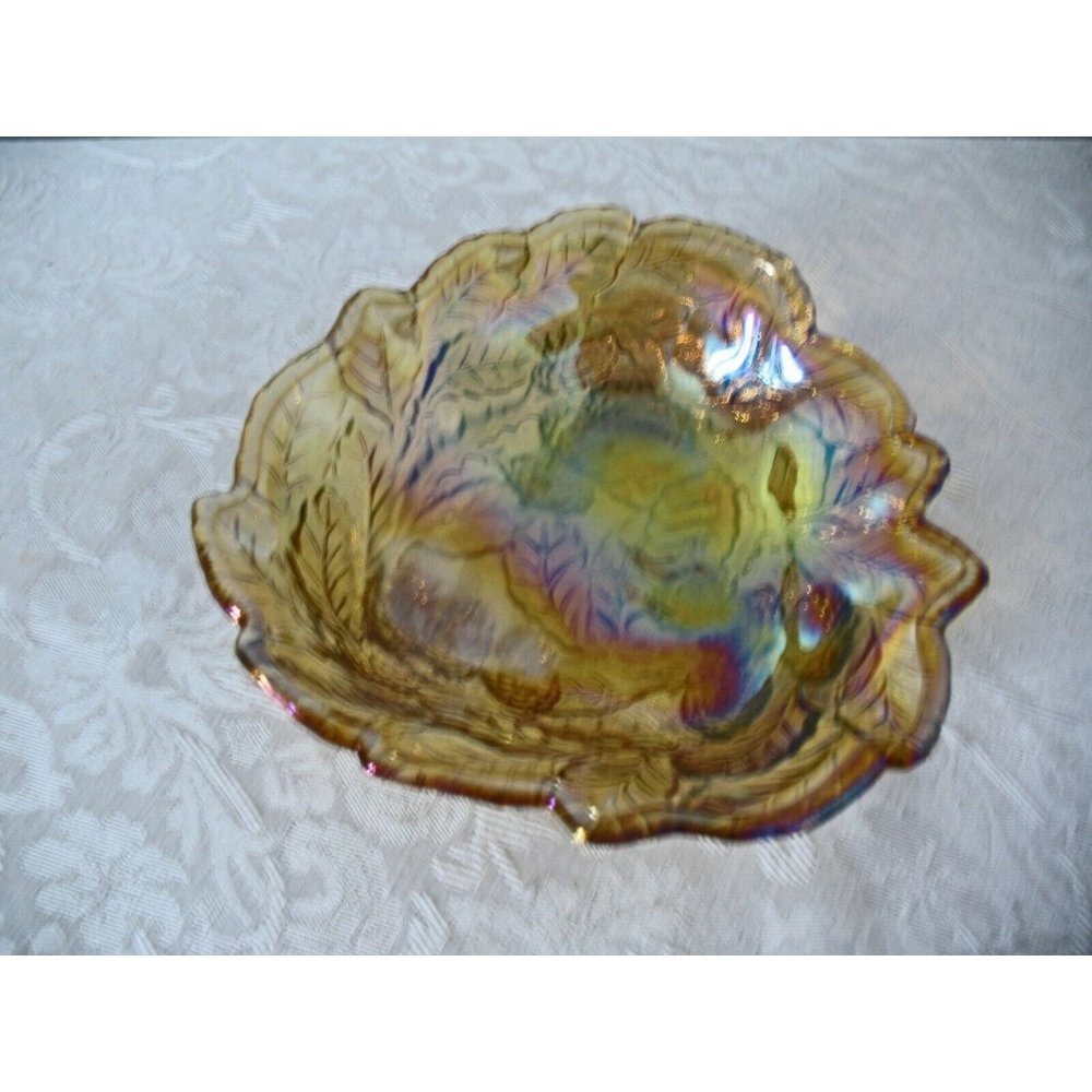 Carnival Glass 7"x7" Gold Ruffled Edge Bowl